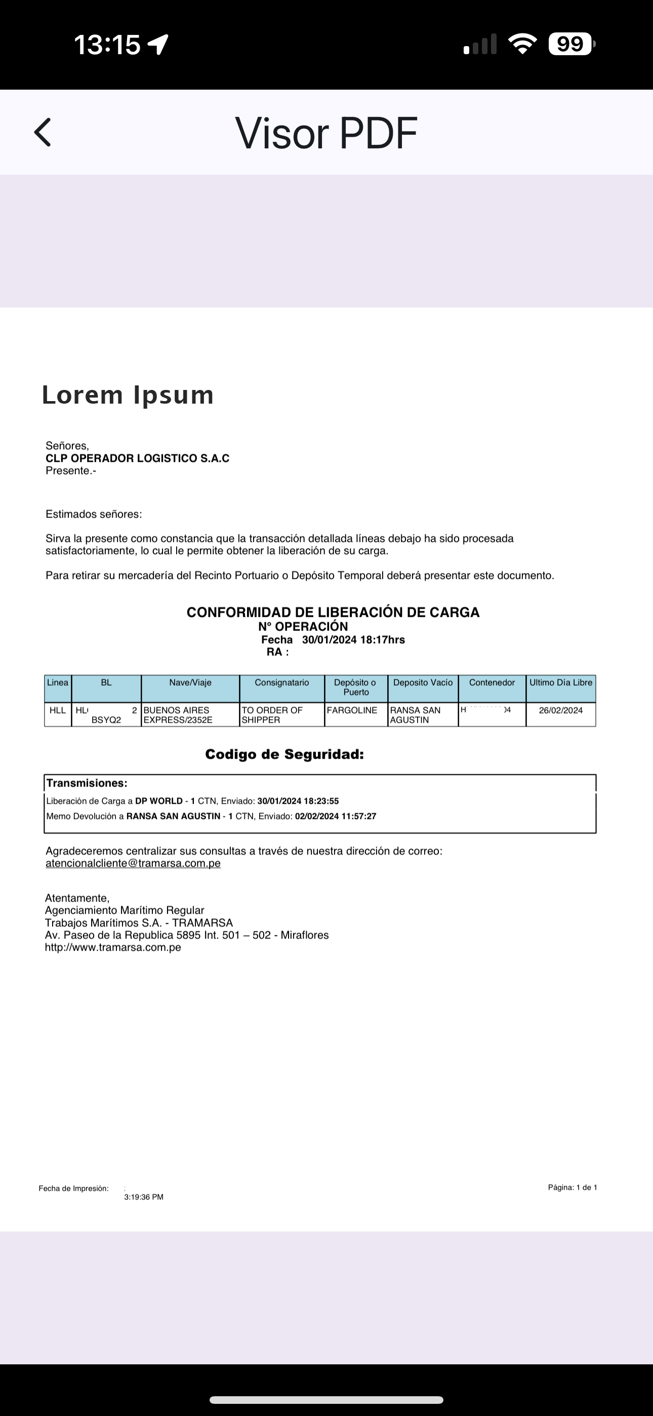 Sample Doc View Screen
