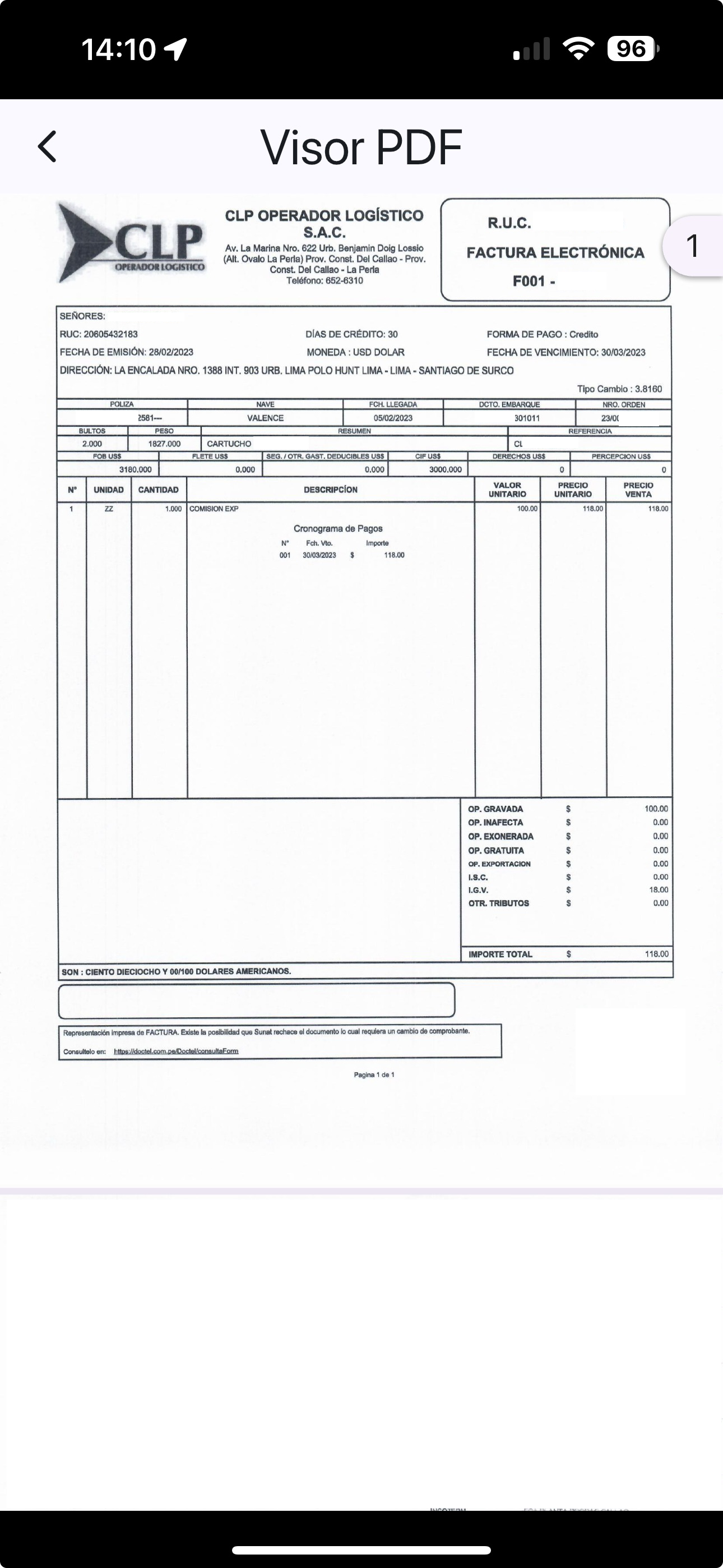 Invoices Screen
